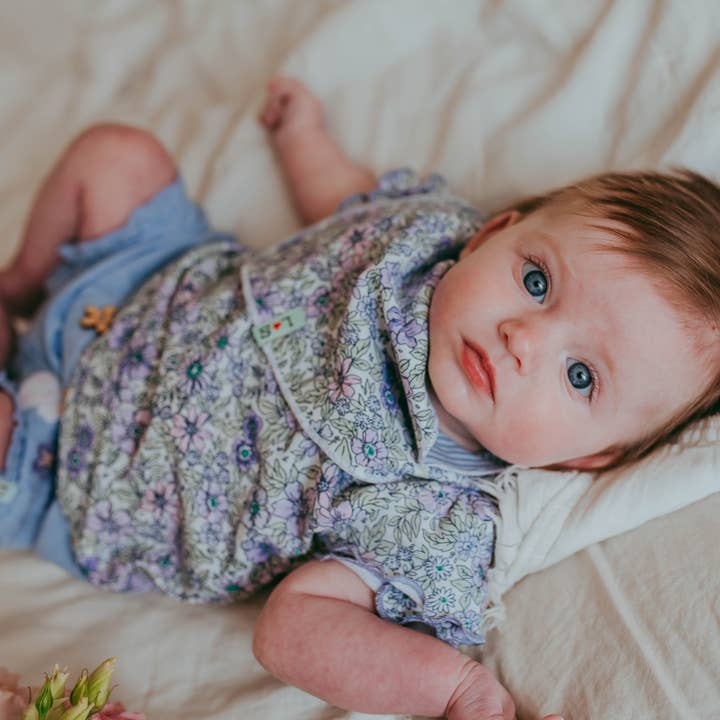 Blauw Ditsy Bloemenprint Top En Korte Set voor wholesale door Lilly and Sid