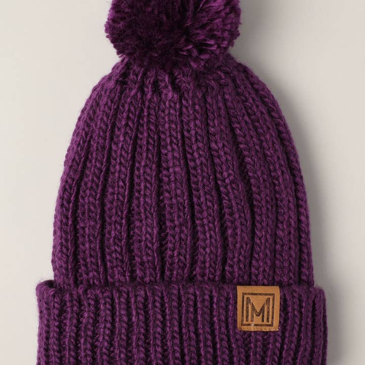 Fashion City - Wholesale Beanie – Women's - Winter Rib Knitted Sherpa Lined Pom Pom Beanie Hat6