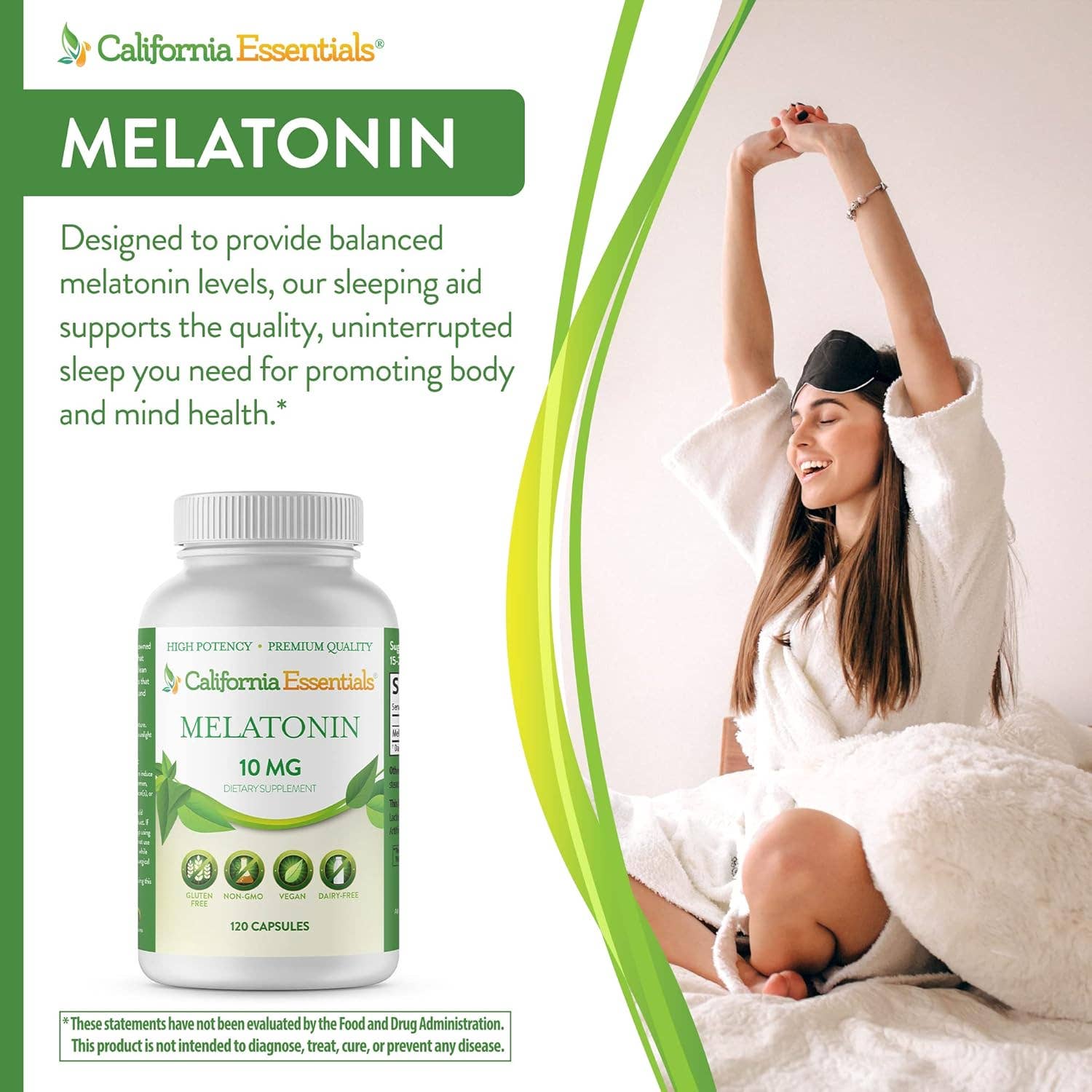 California Essentials - Wholesale Oral Supplement/Vitamin - Melatonin Natural Sleep Aid Supplement - 10mg Gluten Free5