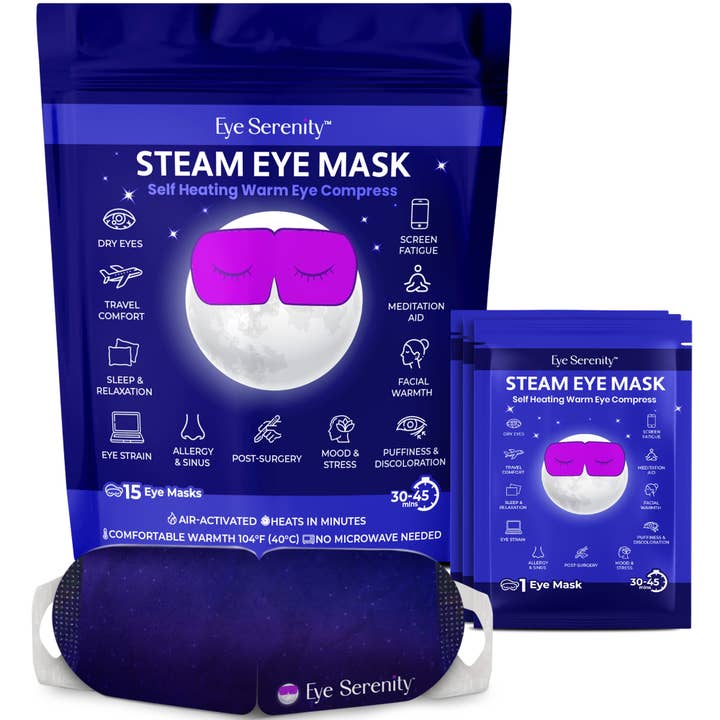 Lure Essentials - Wholesale Eye Treatment Mask - Self-Heating Steam Eye Mask for Eye Strain, Sleep, Dry Eye