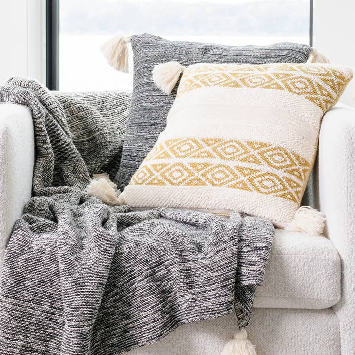 Elsie & Zoey - Wholesale Throw/Decorative Pillow - Necalli 18X18" Reversible Striped Cotton Throw Pillow