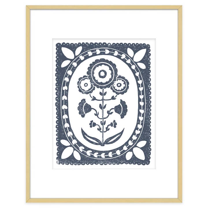 Navy Blue & White Daffodil Art Print Botanical Decor for wholesale by The Prints Princess