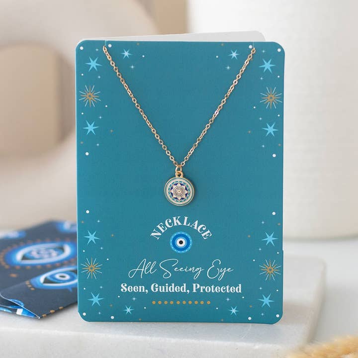 All Seeing Eye Necklace on Greeting Card for wholesale by Something Different Wholesale