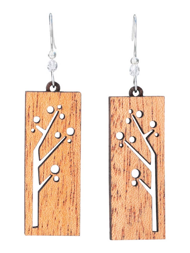 Floral Branches Willow Earring with Crystal Bead Accent for wholesale by Woodcutts Inc.