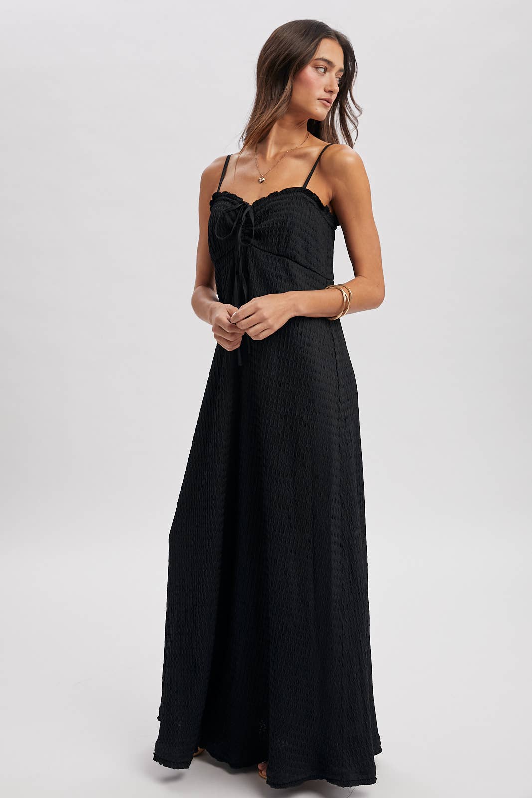 Wishlist Apparel - Wholesale Dress - Women's - TEXTURED TIE-FRONT MAXI DRESS / WL25-117129
