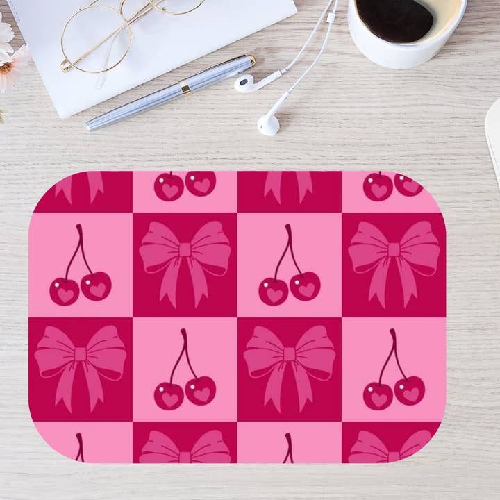 Fuchsia Cherries & Bows Mouse Pad for wholesale by Beyond Pumped