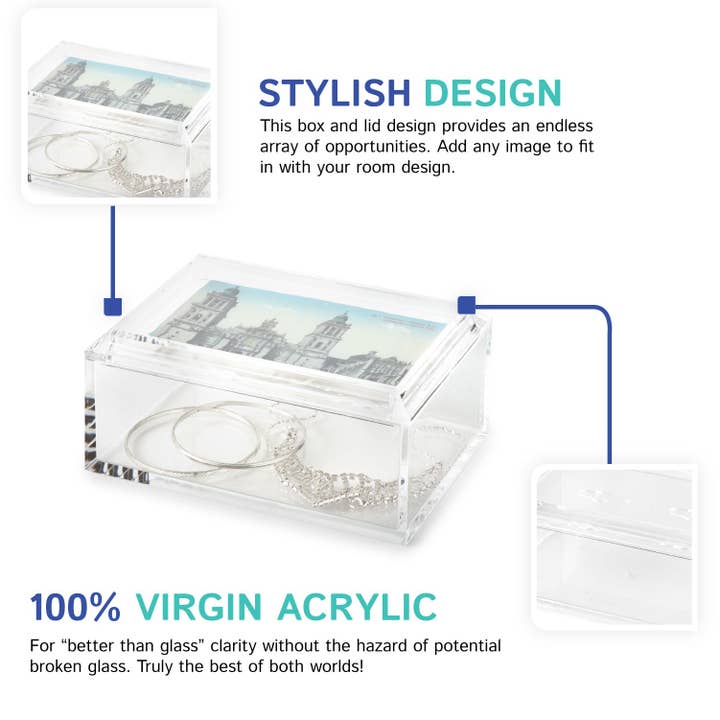 Huang Acrylic - Wholesale Picture Frame - Rectangular Box W/ 4X6 Photo Frame Lid