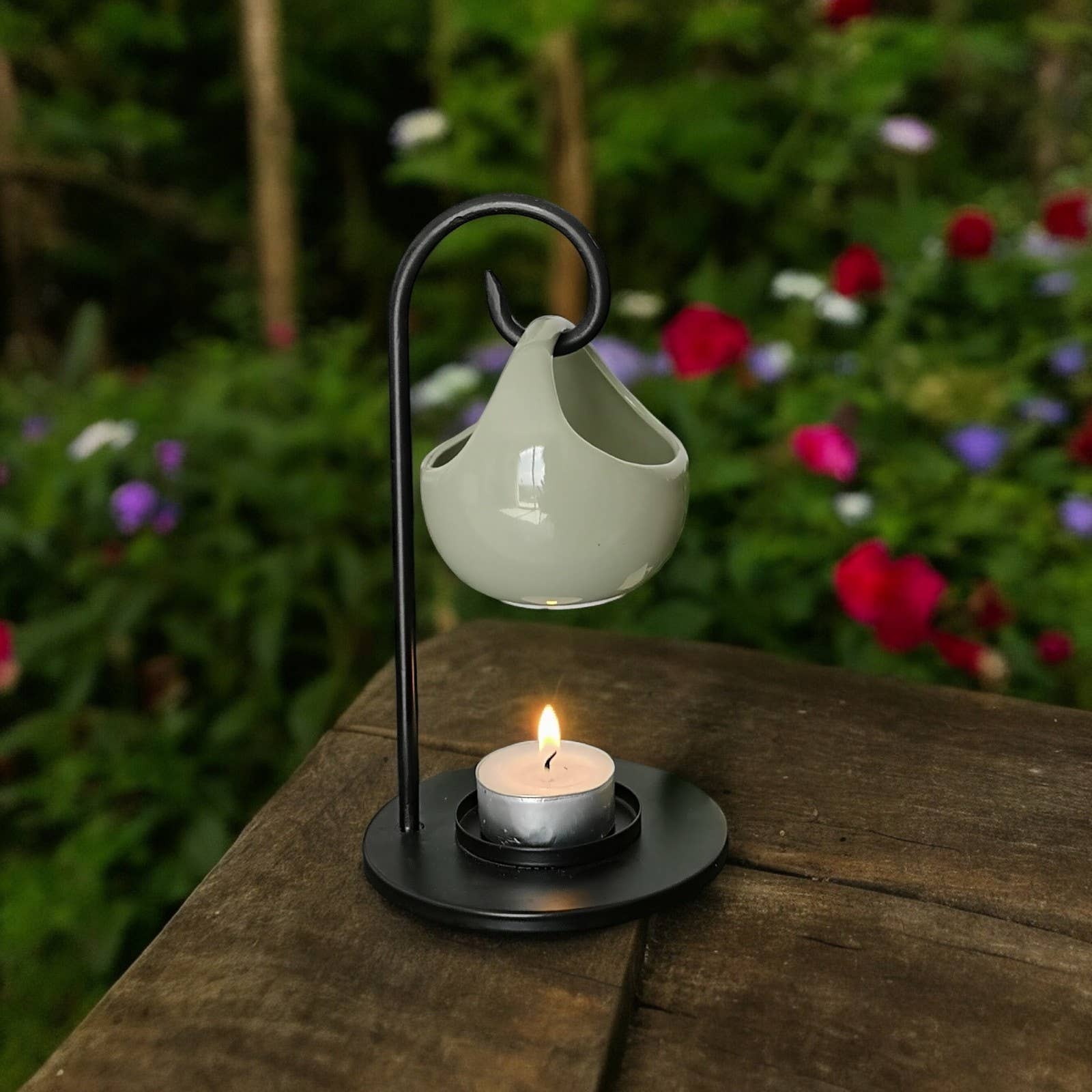 Zen'Arôme - Wholesale Oil warmer - Wrought iron incense burner with suspended ceramic bowl Seis