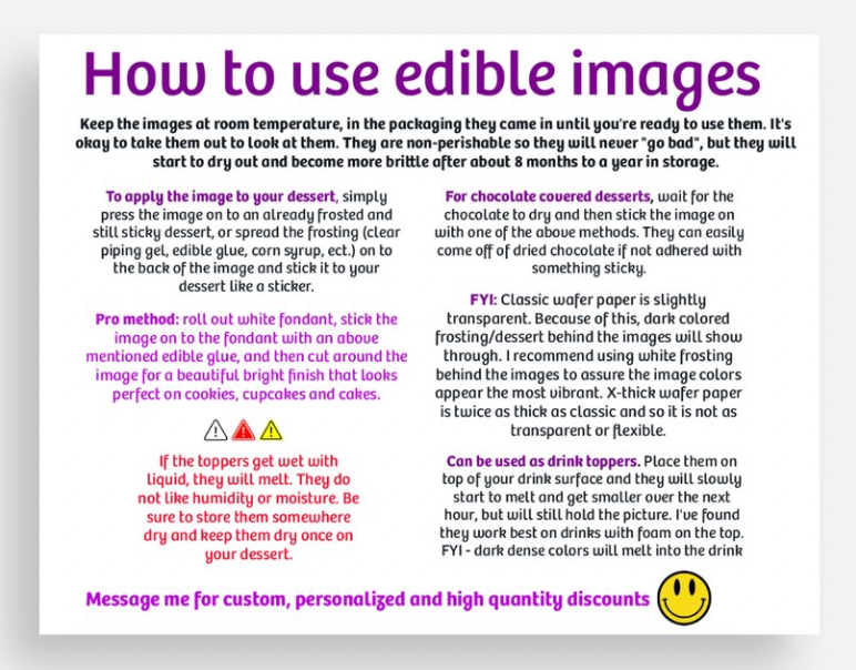Edible Images Michigan - Wholesale Cake/cupcake topper - 50 ct. CHOOSE SIZE edible images for desserts, YOUR IMAGE3
