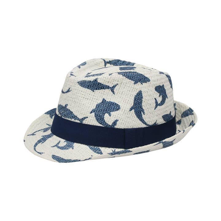 Kids UPF50+ Fedora Hat - Shark for wholesale by FlapJackKids