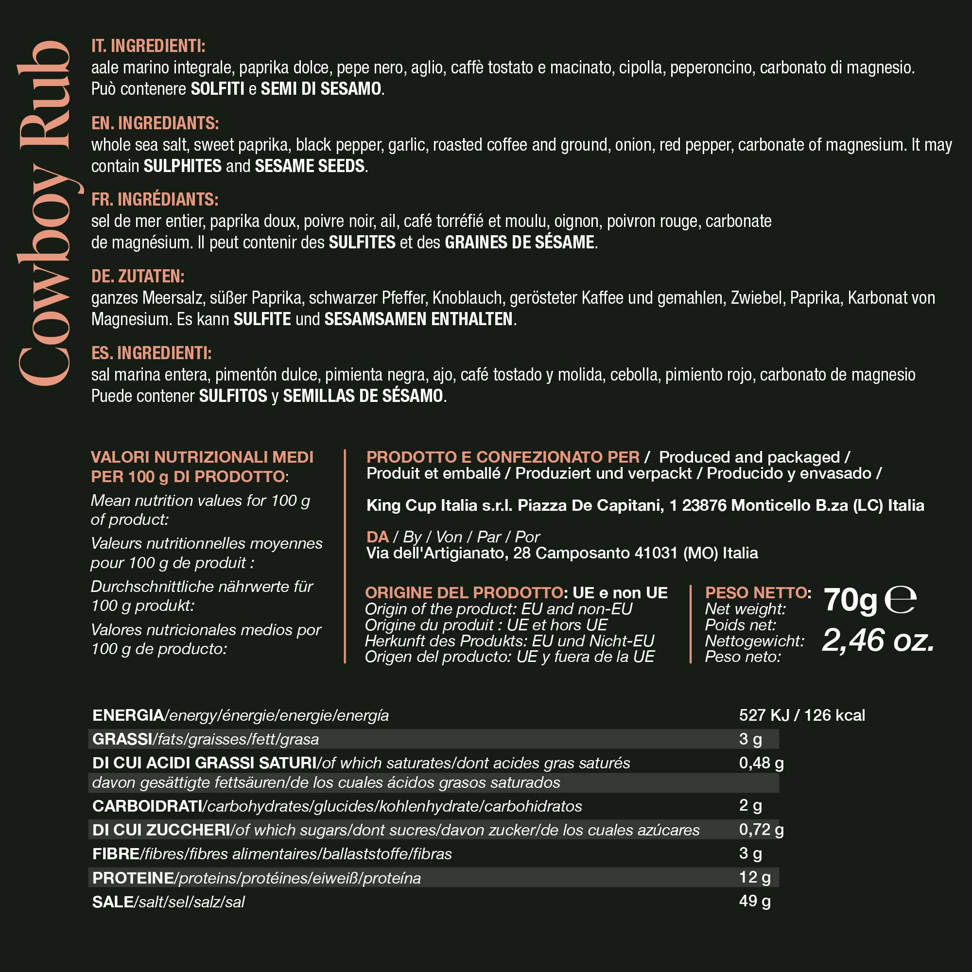 BBQ King - Wholesale Rub - Cowboy Rub 70 g (2.46OZ)1