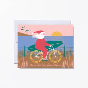 Santa on the Beach Tropical Christmas Wrapping Paper Holiday Gift Wrap by  tara berg
