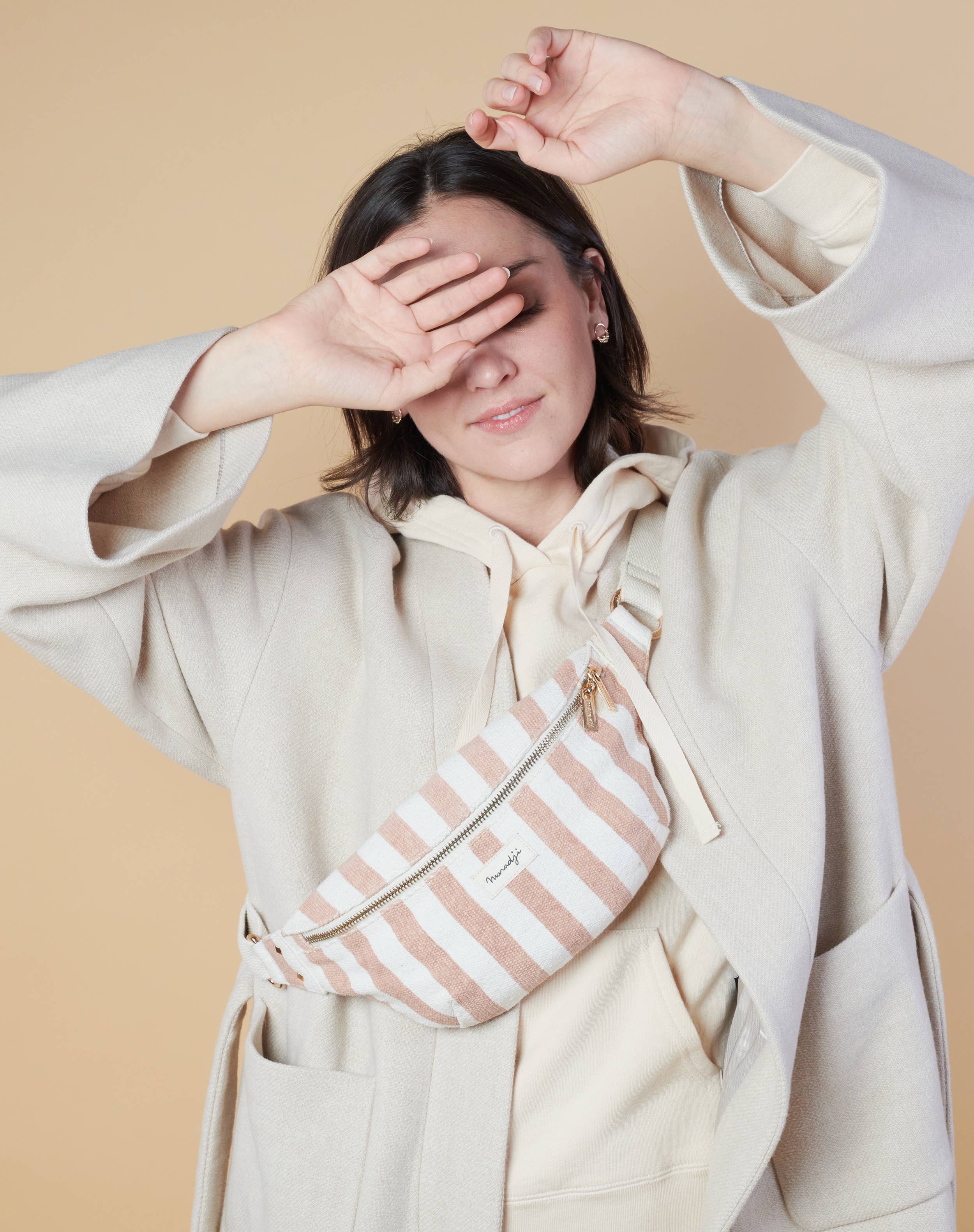 Maradji - Venta al por mayor Riñonera - Mujer - Riñonera de algodón caneva a rayas rosa Nicole5