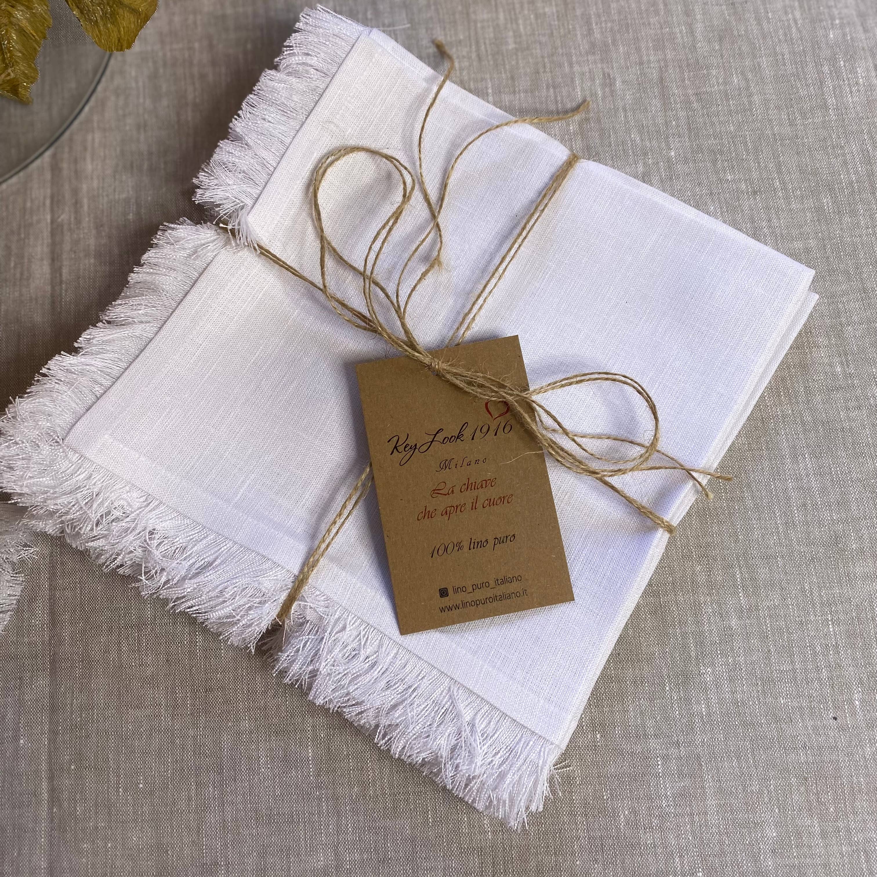 KEY LOOK1916 MILANO - Wholesale Dinner & Cloth Napkin - Linen napkins with fringes0