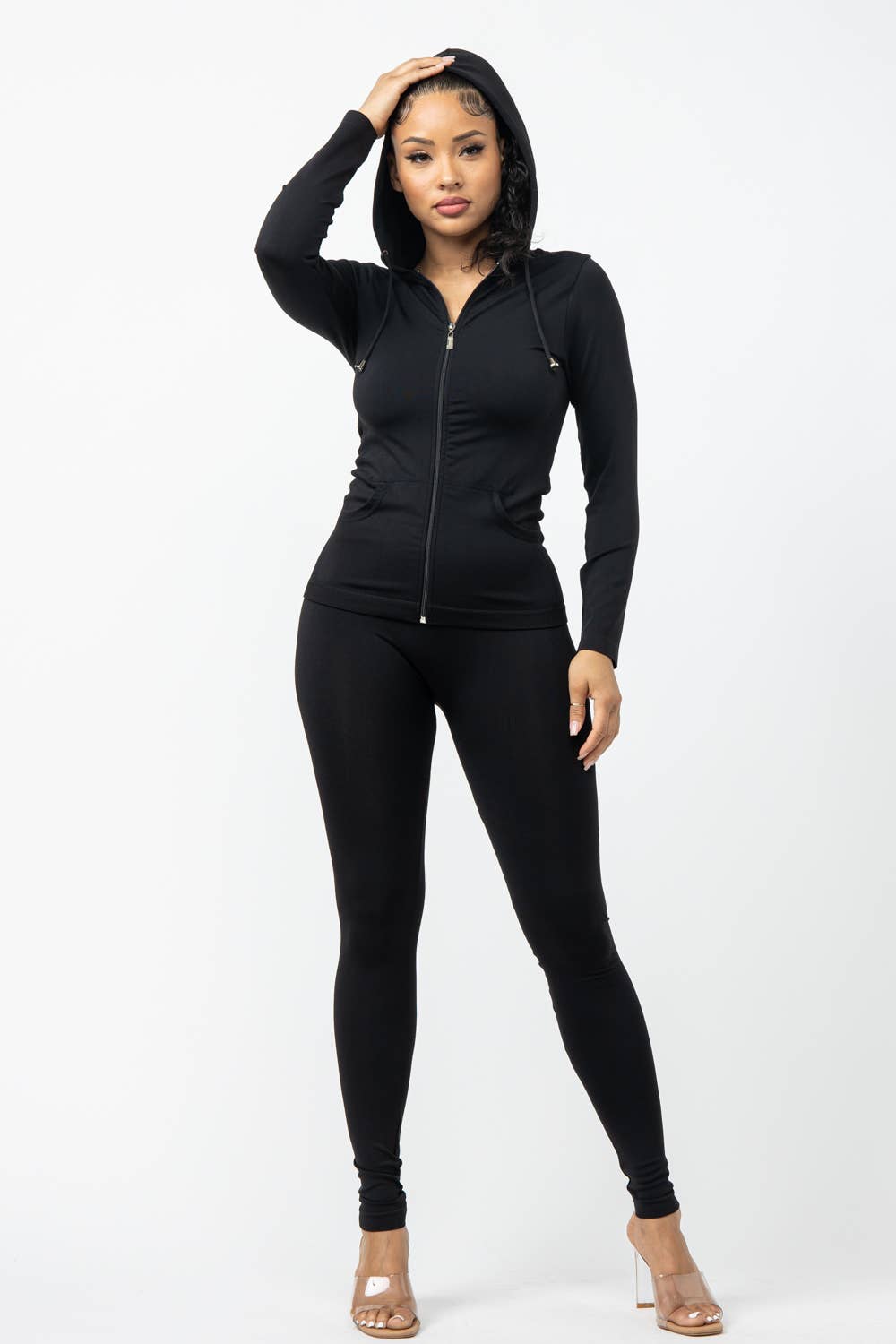 Julia by LoveJ - Wholesale Lounge Set - Women's - Seamless Zip Up Hoodie And Leggings Set20