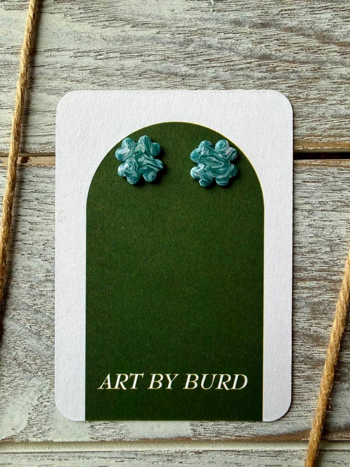 Marbled Emerald Clover Studs for wholesale by Art by Burd