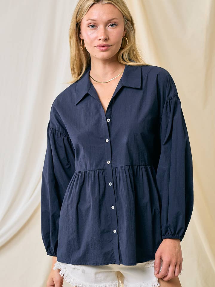 Bubble Sleeve Blouse - 42907T for wholesale by Doe and Rae