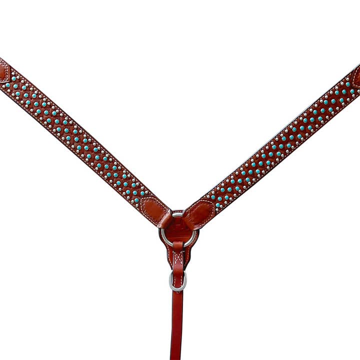 Bar H Equine American Leather Horse Saddle Tack One Ear Headstall | Breast Collar Browband Wither Strap Set BER259 for wholesale by HILASON