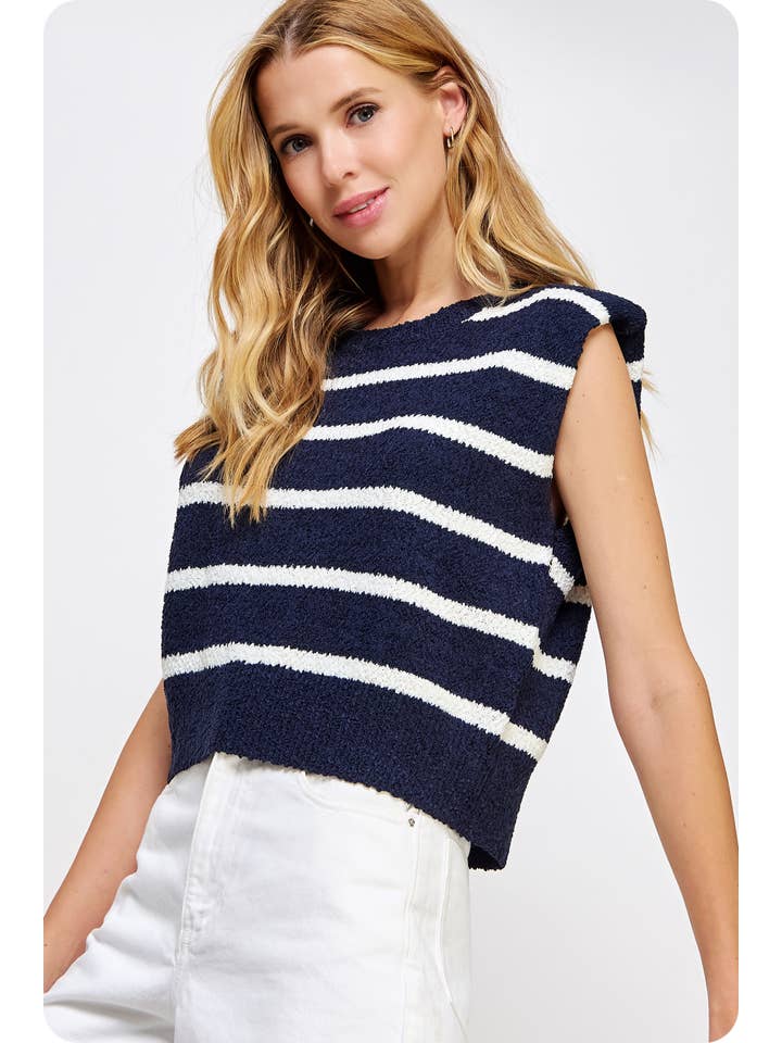 Strut & Bolt - Wholesale Tank Top - Women's - Shoulder Pad Sleeveless Textured Striped Knit Top29