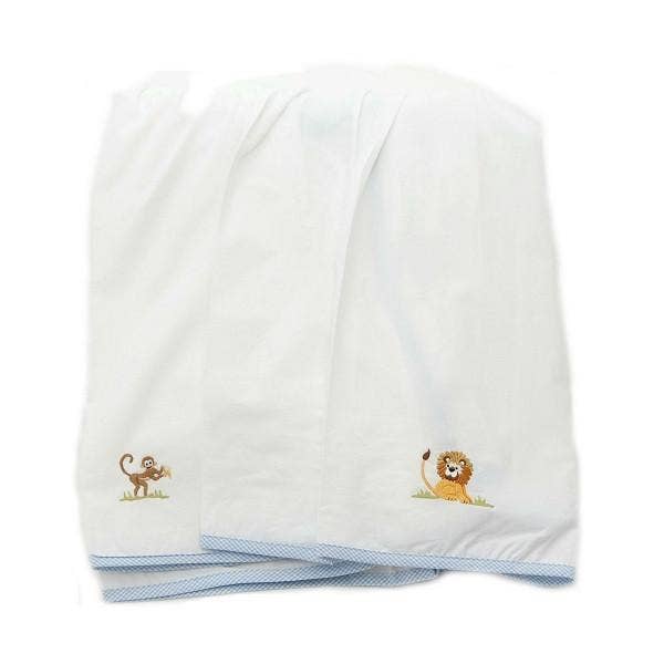 Crib Bed Skirt On Safari With Blue Trim for wholesale by Gordonsbury