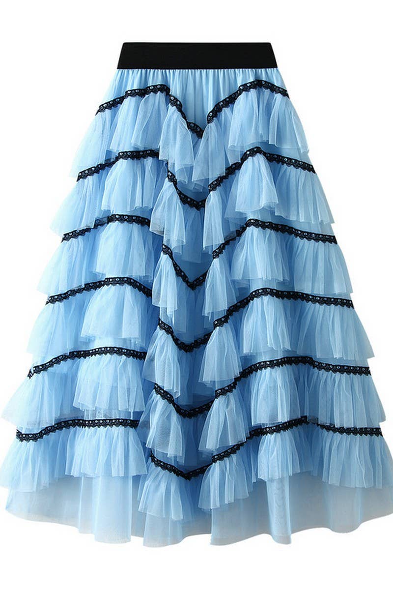 NINEXIS - Wholesale Skirt - Women's - CWBLS0523_LAYERED TULLE CAKE SKIRT WITH FLOWY A-LINE SHAPE5
