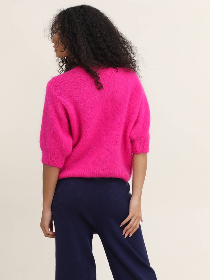 NAÏS PARIS - Wholesale Knit Sweater - Women's - MOHAIR AND WOOL SHORT SLEEVE CREW NECK SWEATER