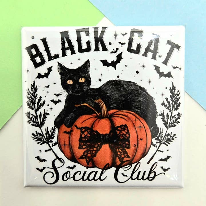 Fröhlicher kleiner Magnet - Schwarzer Katzen Sozialclub für den Großhandel von Stuck Together Magnets