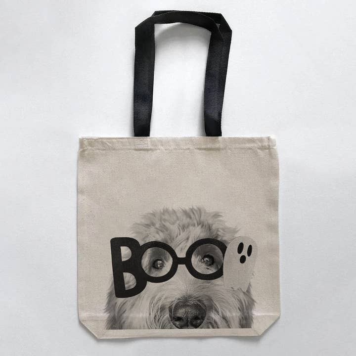 GoldenDoodle 4 Peeking Lil' Boo Halloween Tote for wholesale by Perkie Prints