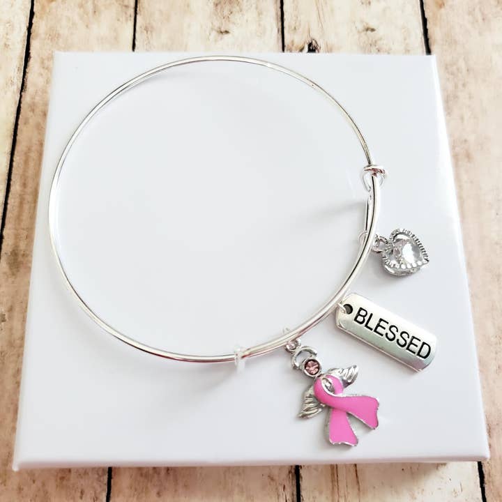 Tots And Tumblers Art – wholesale Berlockarmband – Bröstcancer medvetenhet välsignade Charm armband