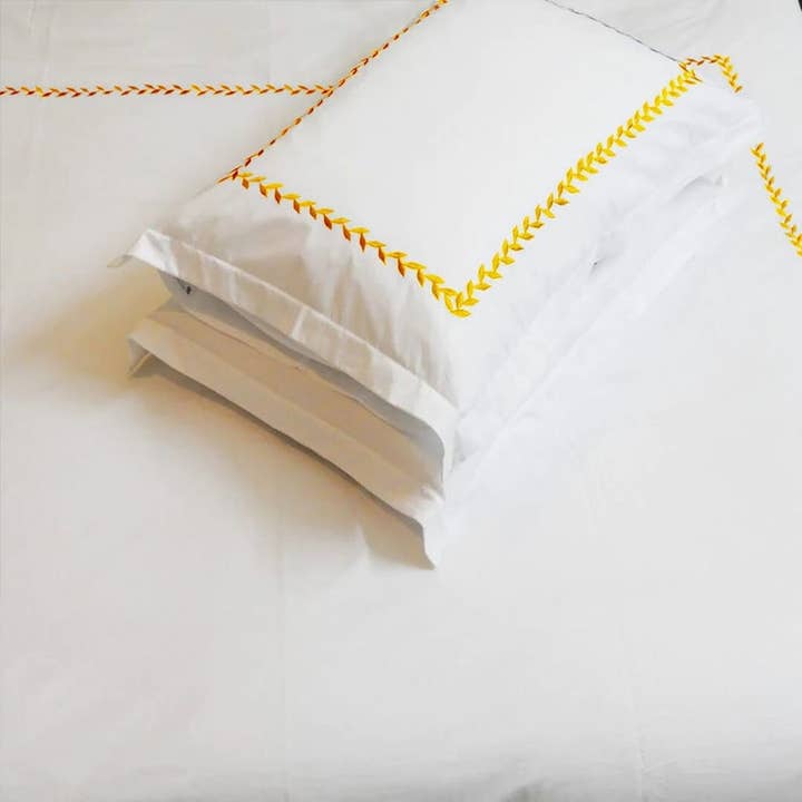 Willow Leaves - Pure Linen Embroidered Edge Duvet Cover Sets for wholesale by The Tangerine Store