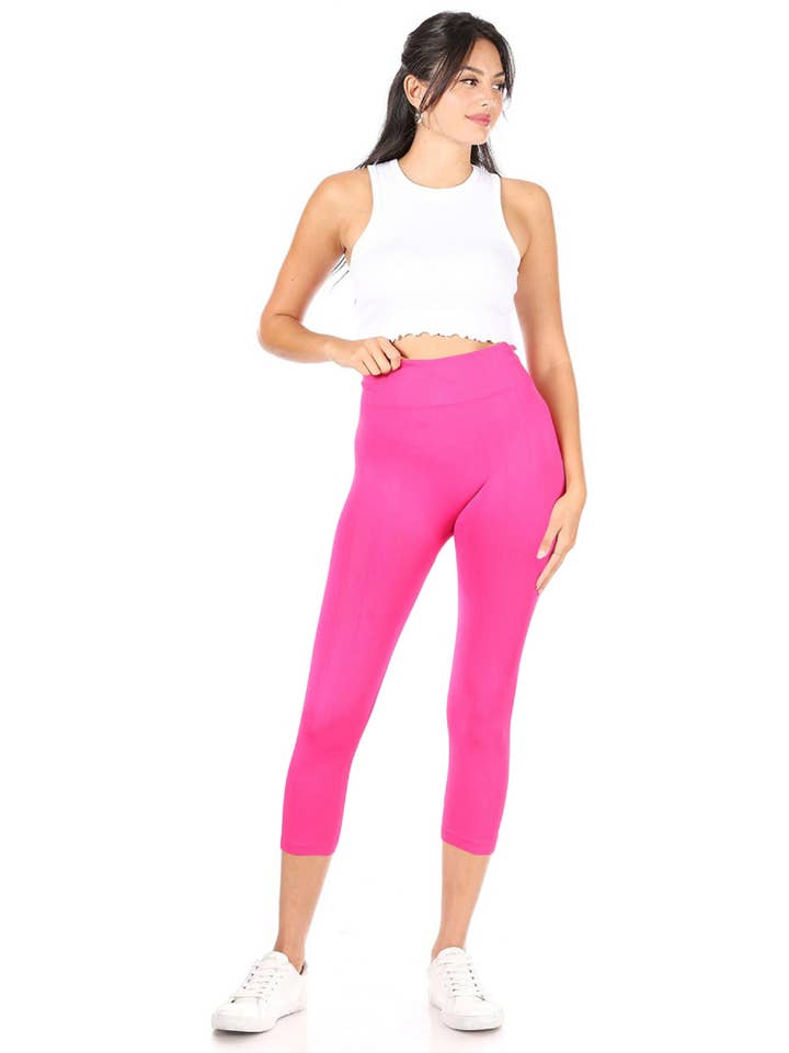 MOA COLLECTION - Wholesale Athletic/Lounge Leggings - Women's - Women's Casual Solid Seamless Capri Leggings6