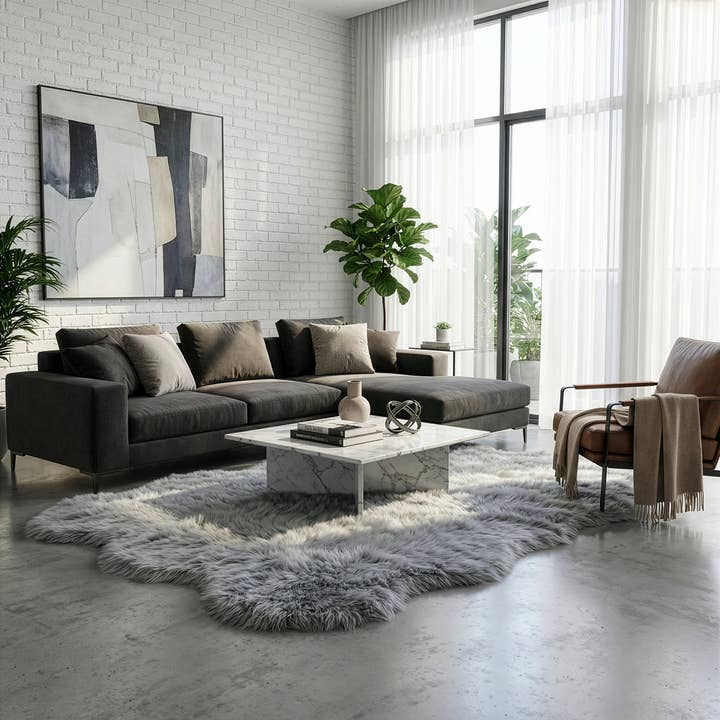 Tapis de couloir en fausse fourrure de mouton Ailsa 8x5 pour la vente par Glamour Home