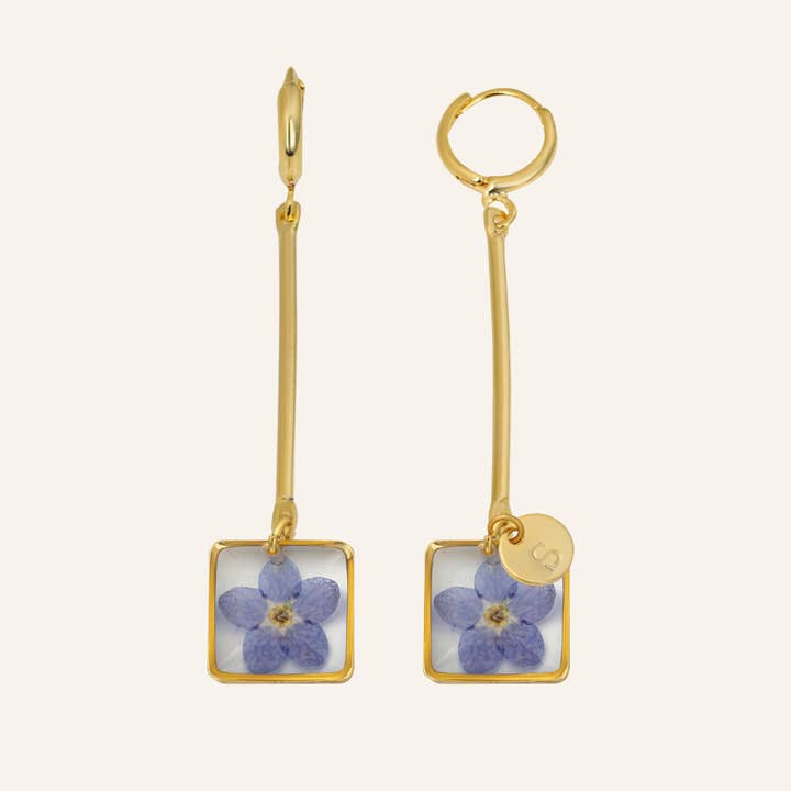 Flower Line Square Forget Me Not Küpe for wholesale by fioreldesign
