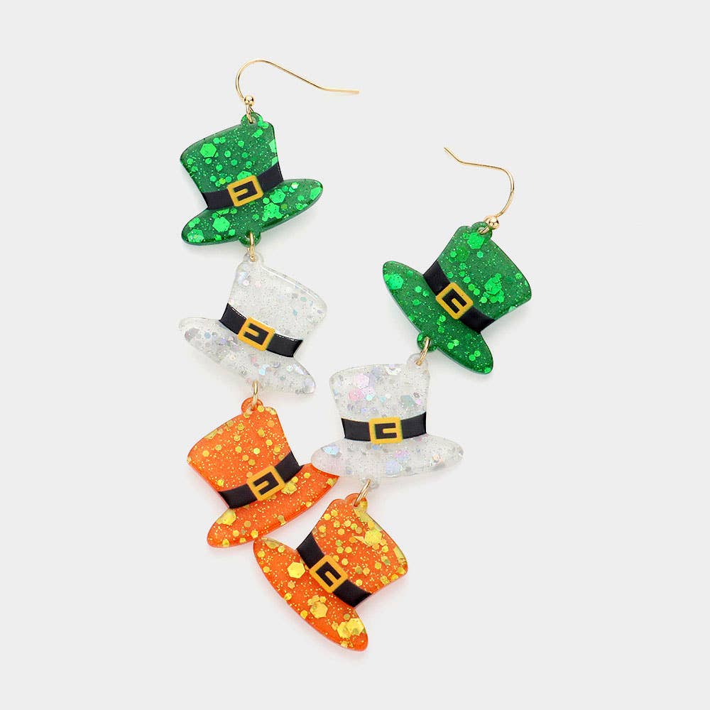 Sensibling Corp. – wholesale Dangle earrings – St Patricks Day Resin Hat Link Dropdown Earrings
0
