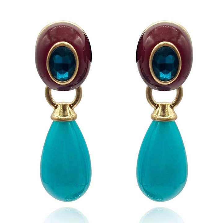 Charlotte Brown And Turquoise Resin Pierced Removable Drop for wholesale by Michael Nash Jewelry