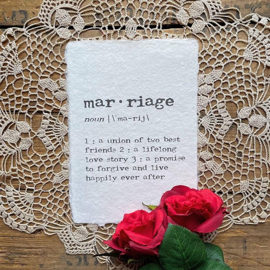 Alison Rose Vintage - Wholesale Art Print - marriage definition print on handmade paper1