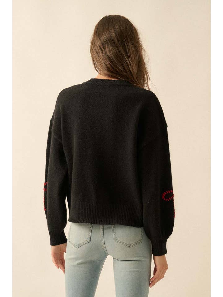 Promesa USA - Wholesale Knit Sweater - Women's - Solid Bow-Embroidered Bubble-Sleeve Sweater13