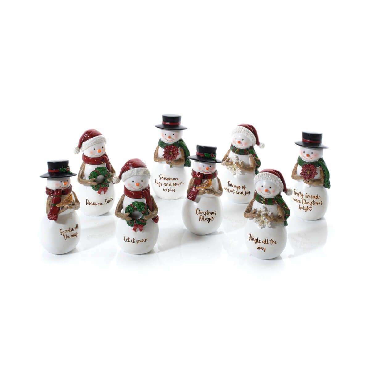 Langs - Wholesale Ornament set - Christmas Resin Snowman Ornament With Wording 8 Asstd With Display Box 161