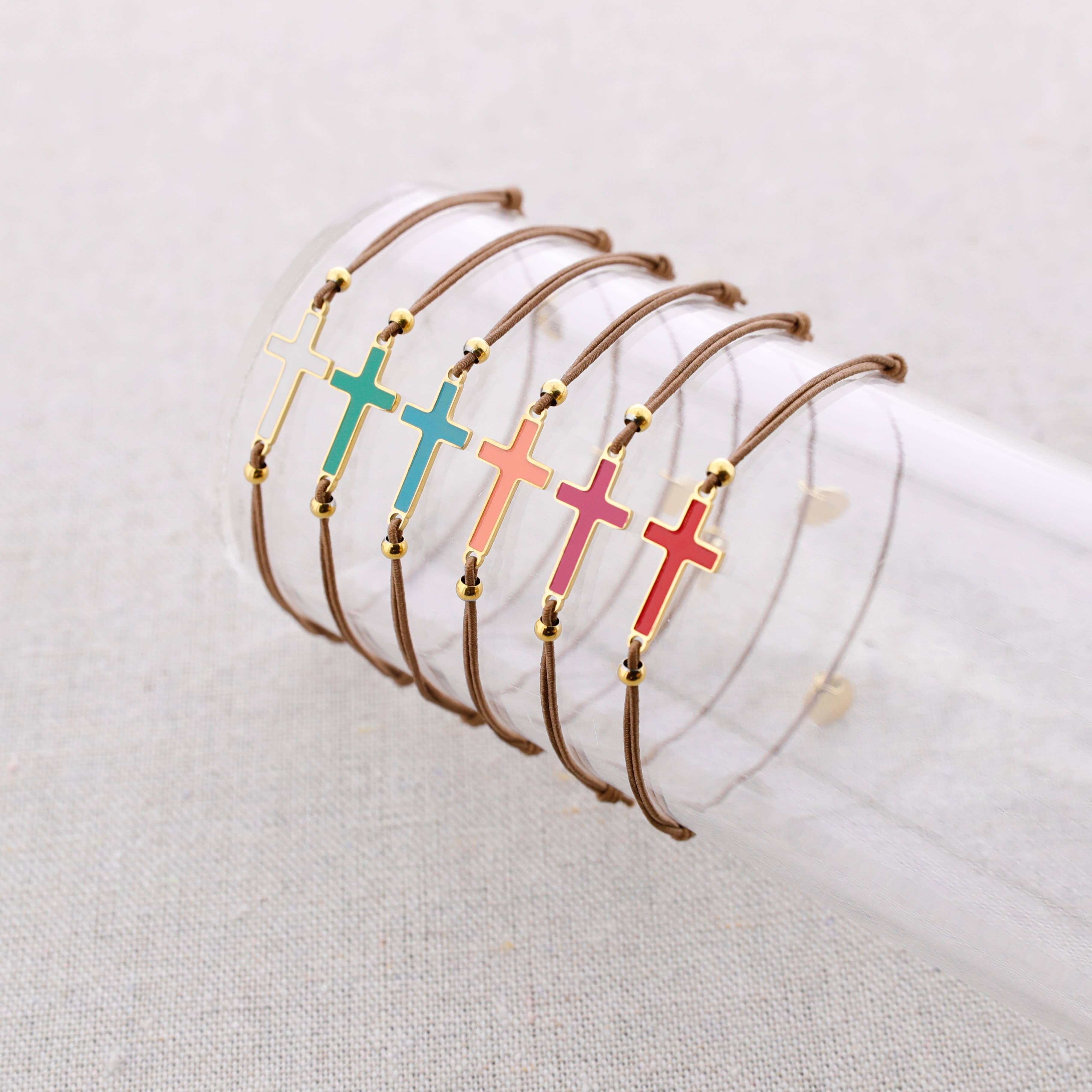 Sonata – wholesale Snap jewellery – Elastic Steel Cross Enamel Bracelet6