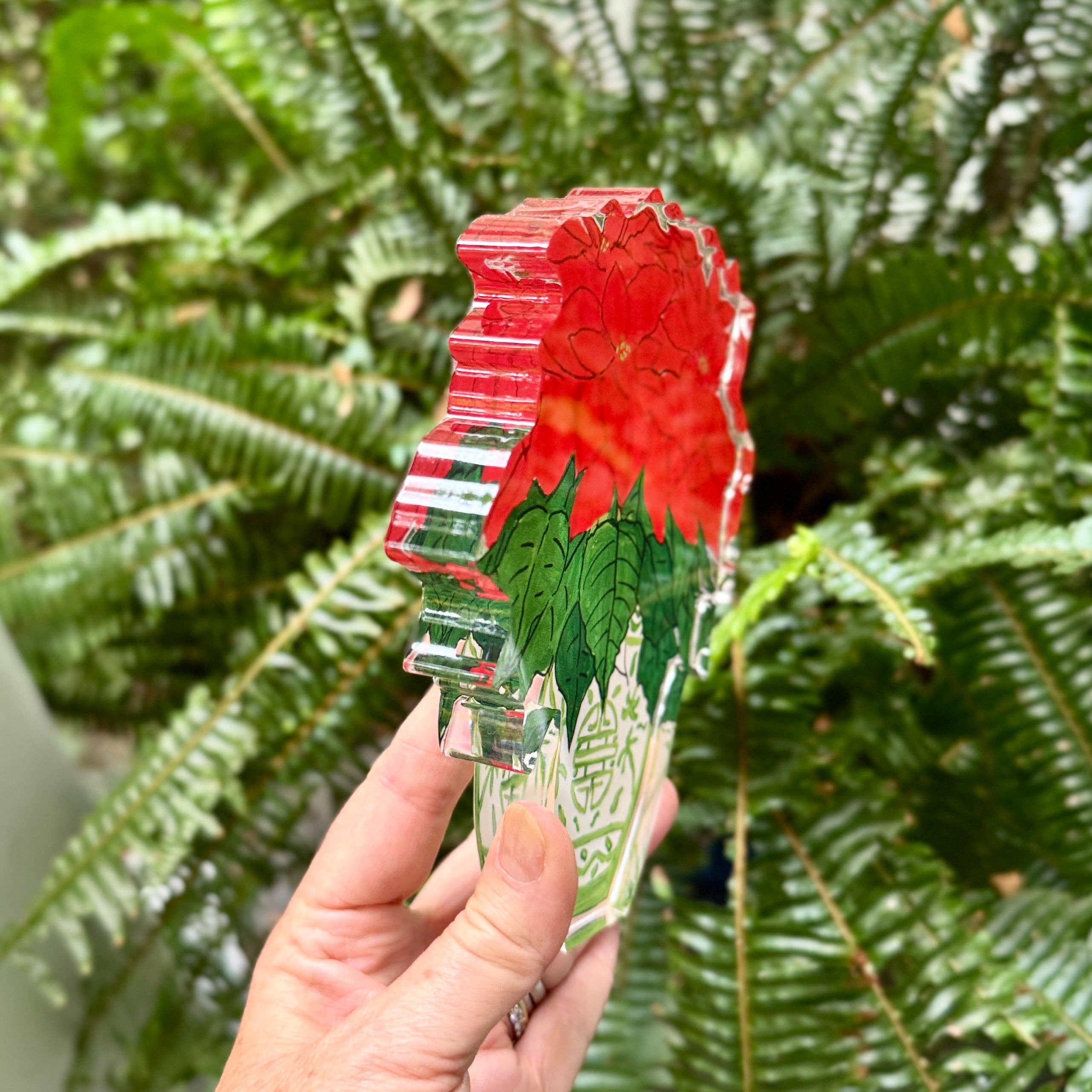 Lemondaisy Design - Wholesale Christmas Decoration - Acrylic Block Chinoiserie Christmas Poinsettia2