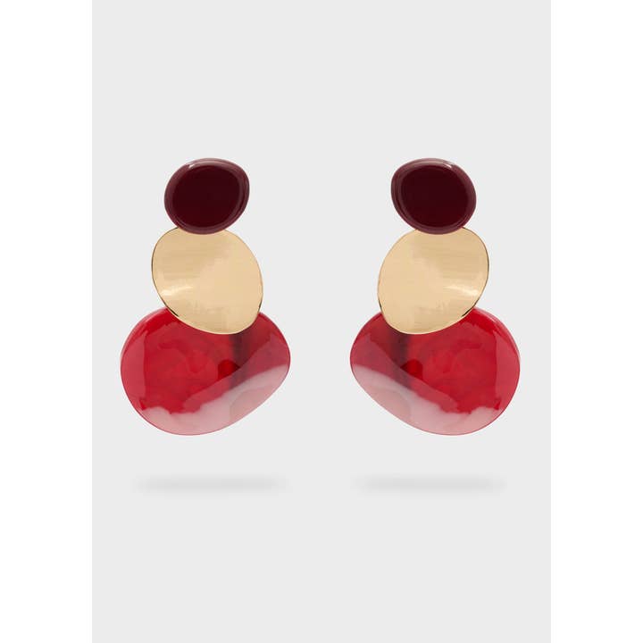 NALI' - Wholesale Dangle Earrings - TEA LONG ROUND EARRINGS IN RESIN BORDEAUX - N641