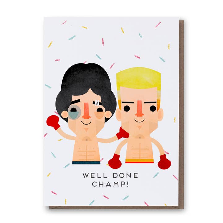Well done Champ (carta ispirata al film Rocky) per la vendita all'ingrosso da parte di Hole In My Pocket