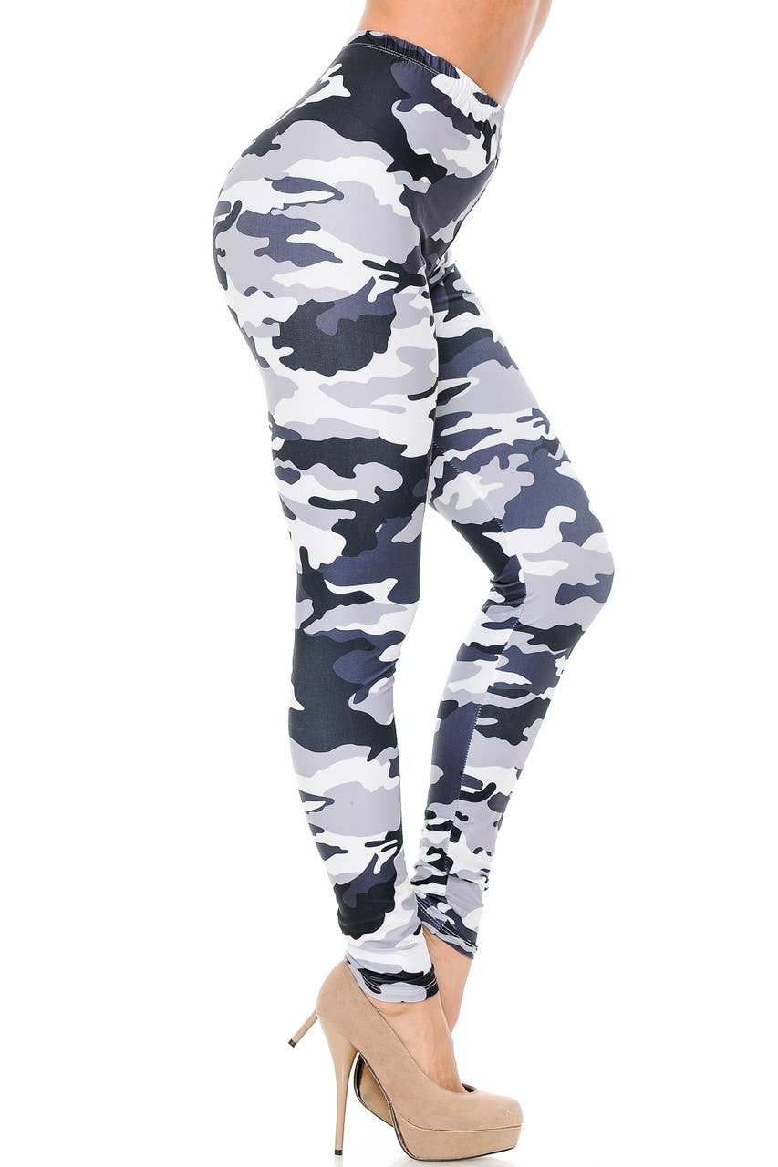 USA Fashion - Vente Legging tendance – femme - Legging de camouflage noir et blanc doux et crémeux3