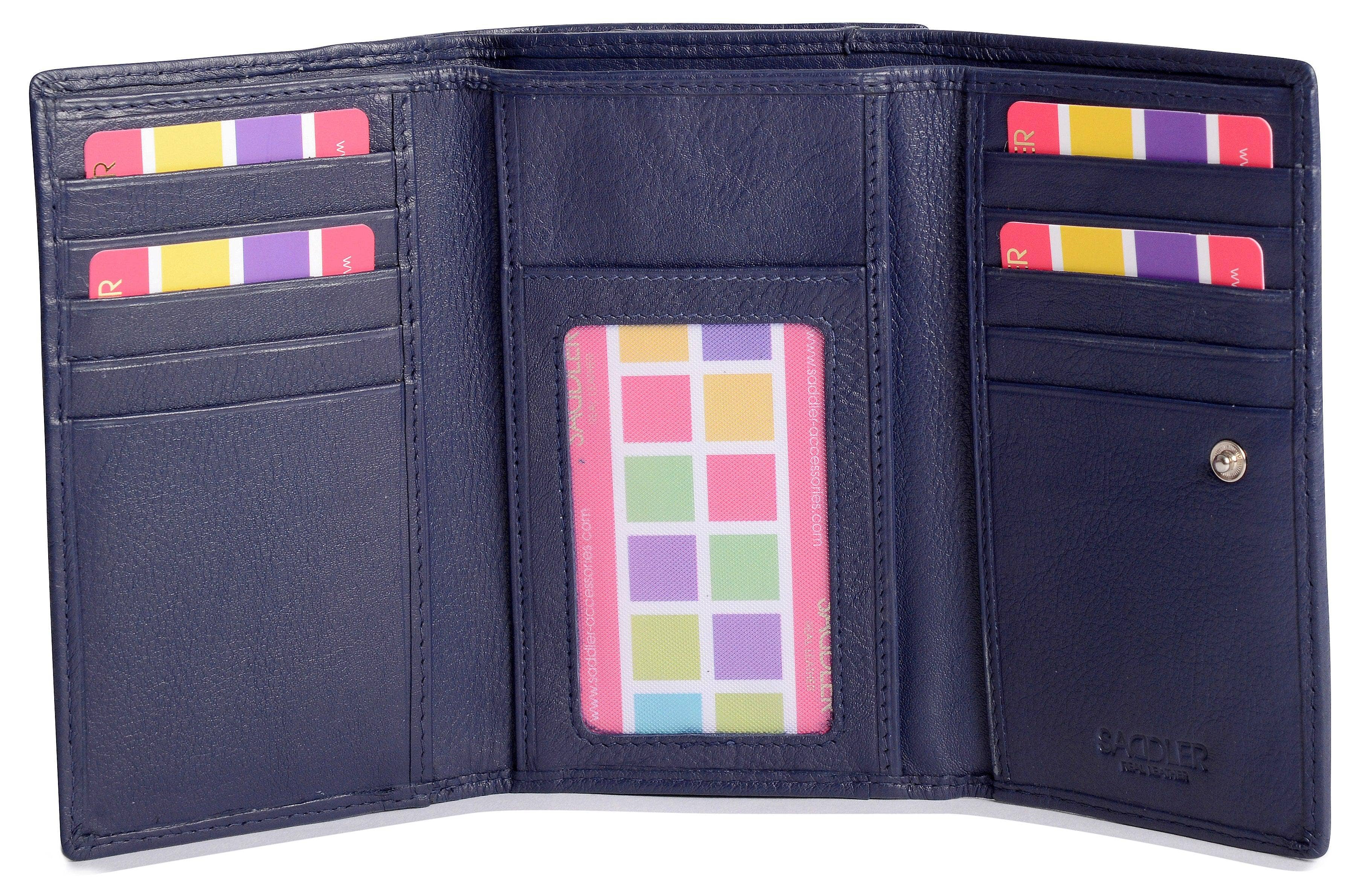 SADDLER - Wholesale Wallet - Women's - Compact Trifold Leather Purse "Eleanor" – Handmade by Saddler | RFID Protected & Gift Boxed | 10 Card Slots & Rear Zip Coin Pocket14