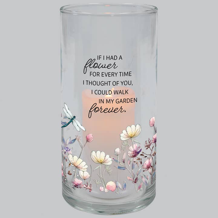 "Flower Garden" Hurricane Candle for wholesale by Gift & Garden by Carson