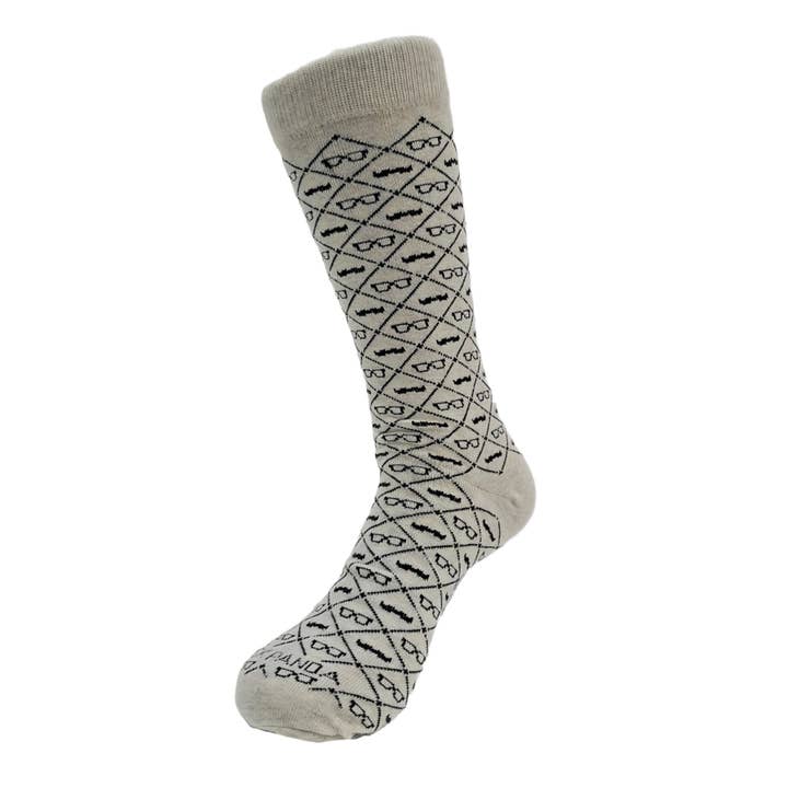 Sock Panda – Engroshandel Strømper - Herre – Overskæg og briller Argyle Pattern Sokker (Voksne Large)3