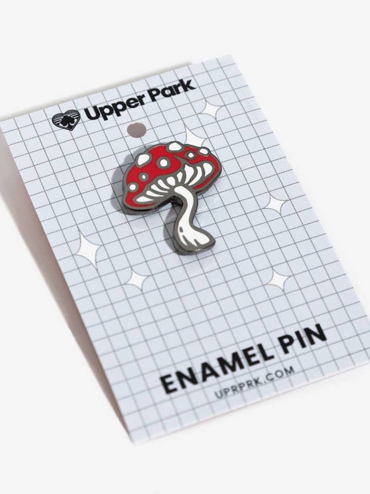 Amanita Mushroom Enamel Pin for wholesale by Upper Park Clothing