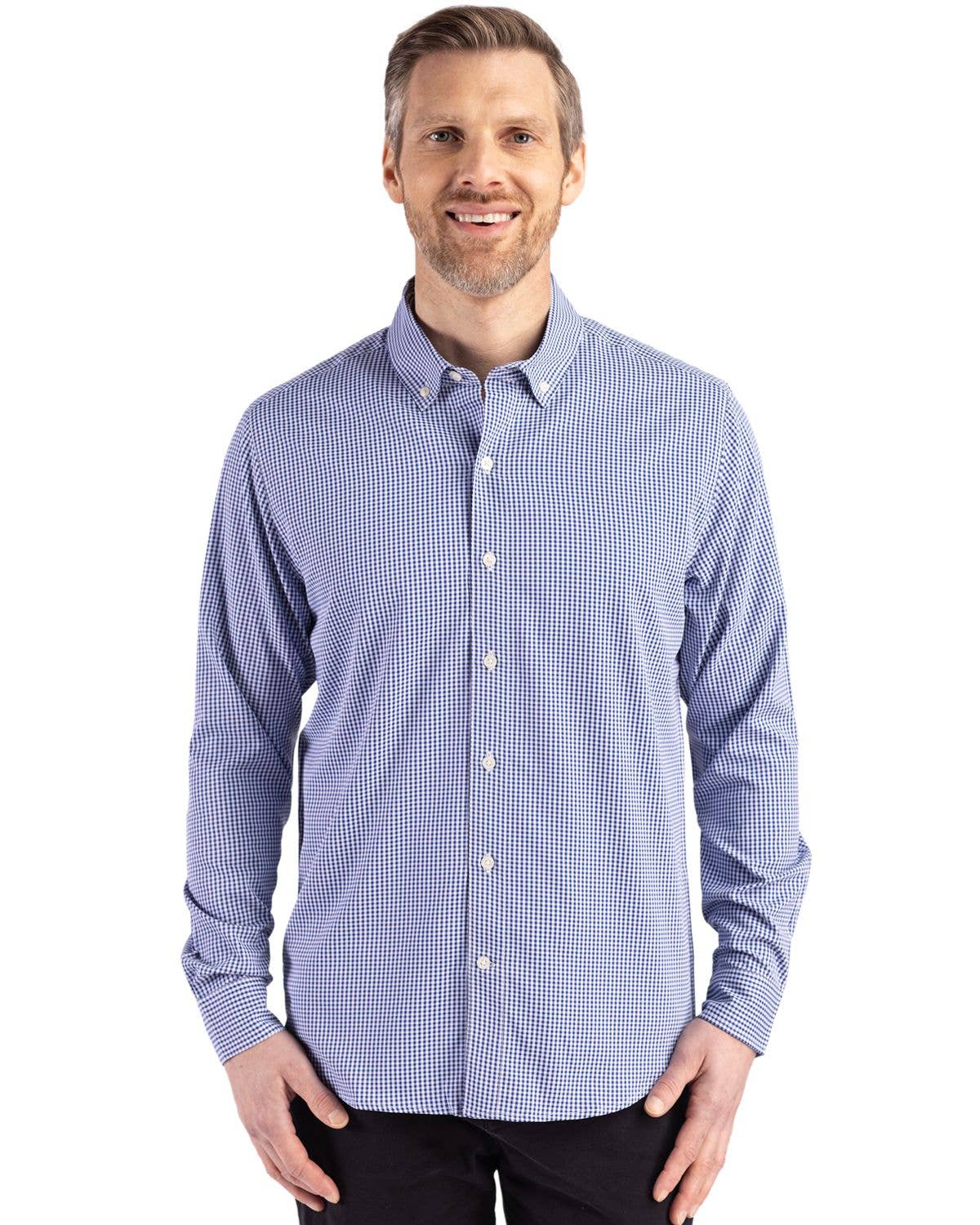 Cutter & Buck - Wholesale Button Down Shirt - Men's - Cutter & Buck Skyline Gingham Mens Big & Tall Dress Shirt15