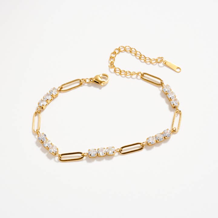 Gold-Tone CZ Link Chain Bracelet – Dainty Adjustable Crystal Paperclip Bracelet and other Purchase Wholesale paperclip chain bracelet. Free Returns & Net 60 Terms on Faire trending on Faire.