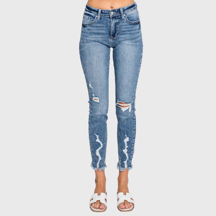 P1045K-LA DESSTROY, MAGLIONE A VITA MEDIA ALLA CAVIGLIA CON ORLO SFRANGIATO per la vendita all'ingrosso da parte di Petra153